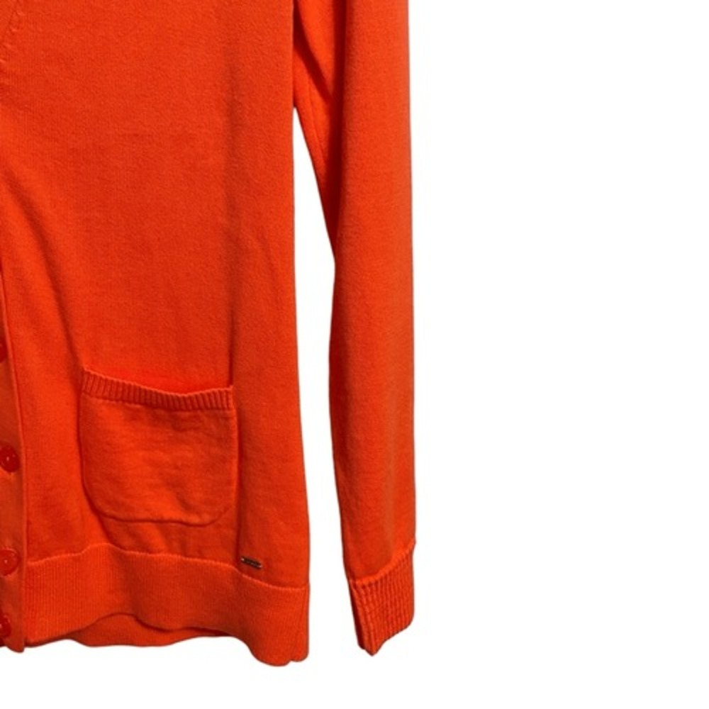 Tommy Hilfiger Womens Orange Cotton V-Neck Button Front Cardigan Sweater Size M - Picture 6 of 8